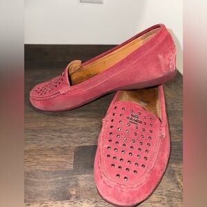 Coach Red Suede Studded Loafers